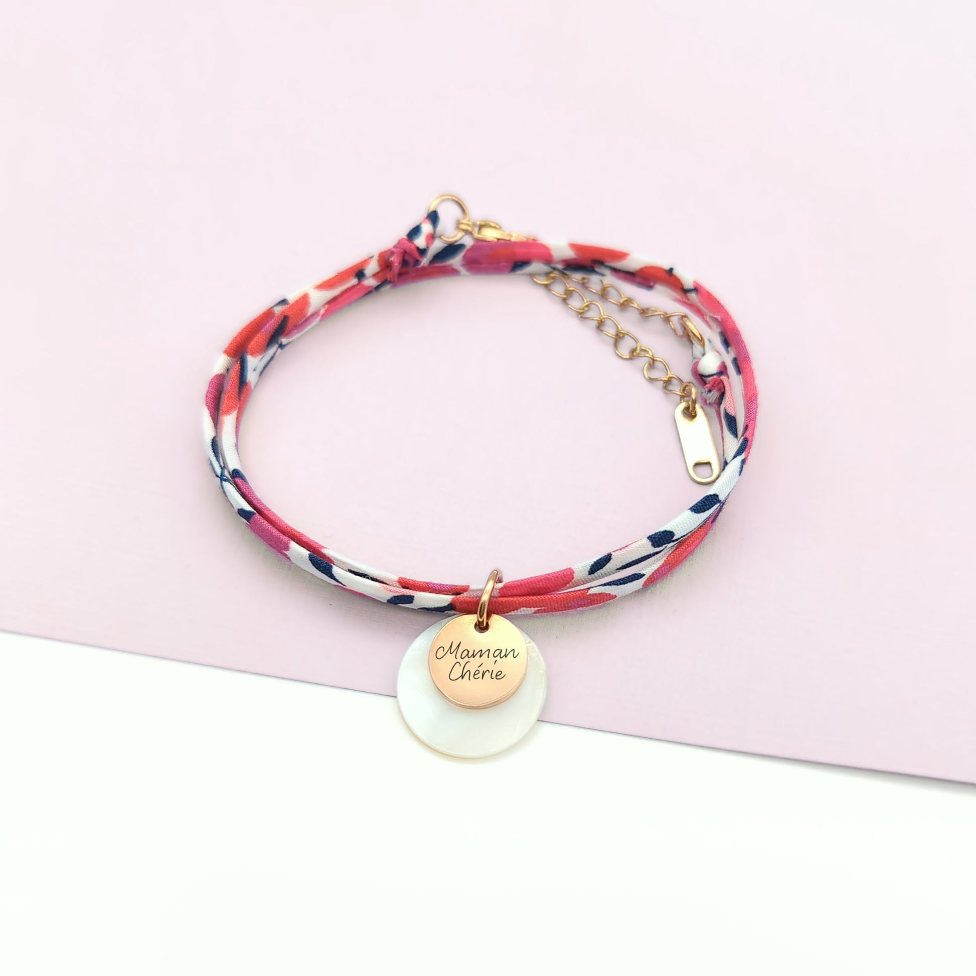 Bracelet personnalisé liberty avec nacre, Bracelet prénom, Cadeau Maman, maîtresse, Marraine, Cadeau naissance, Cadeau demoiselle honneur