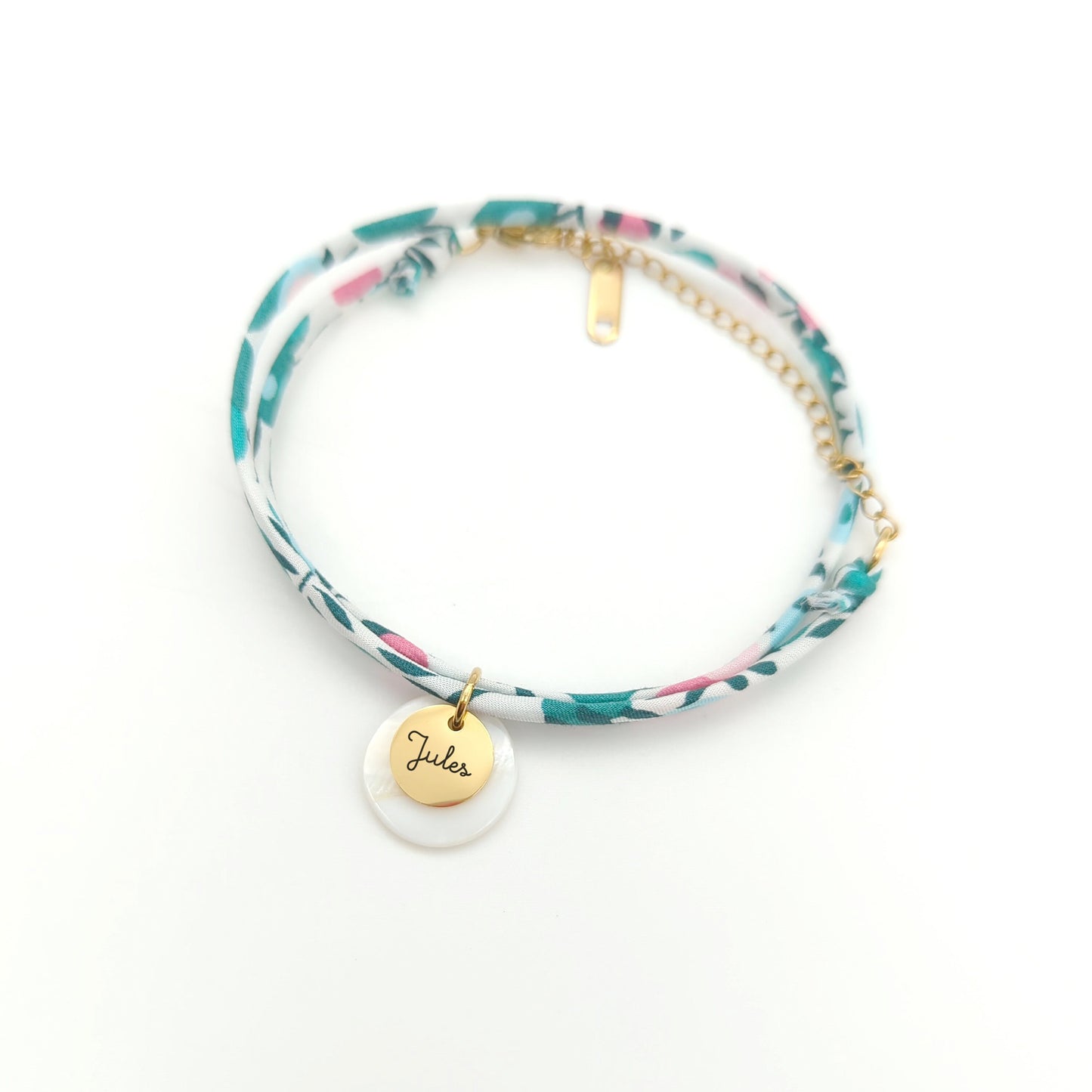 Bracelet personnalisé liberty avec nacre, Bracelet prénom, Cadeau Maman, maîtresse, Marraine, Cadeau naissance, Cadeau demoiselle honneur