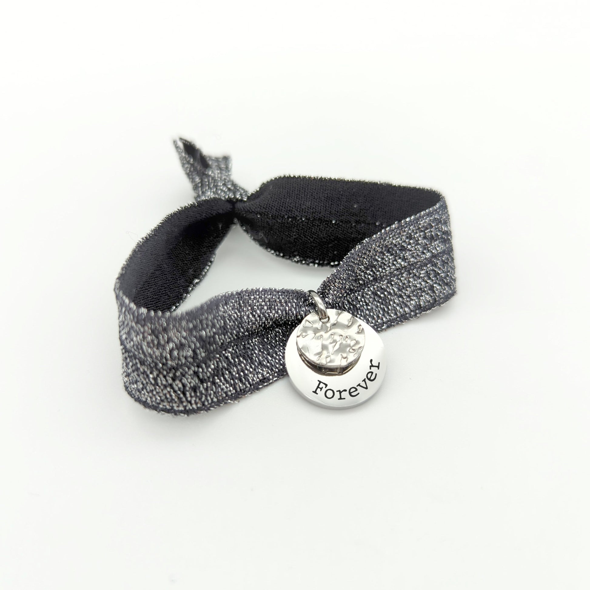 Bracelet personnalisé Ruban Elastique et médaille à graver - Bracelet Femme, Bracelet Maman, Marraine, Cadeau Noël personnalisé