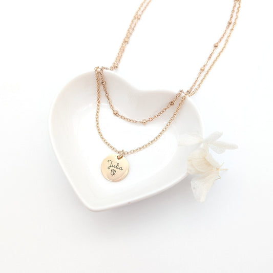 Collier Personnalisé femme avec médailles à graver • Collier Maman personnalisé, Bijou Marraine, Cadeau naissance, Cadeau Fête des mères