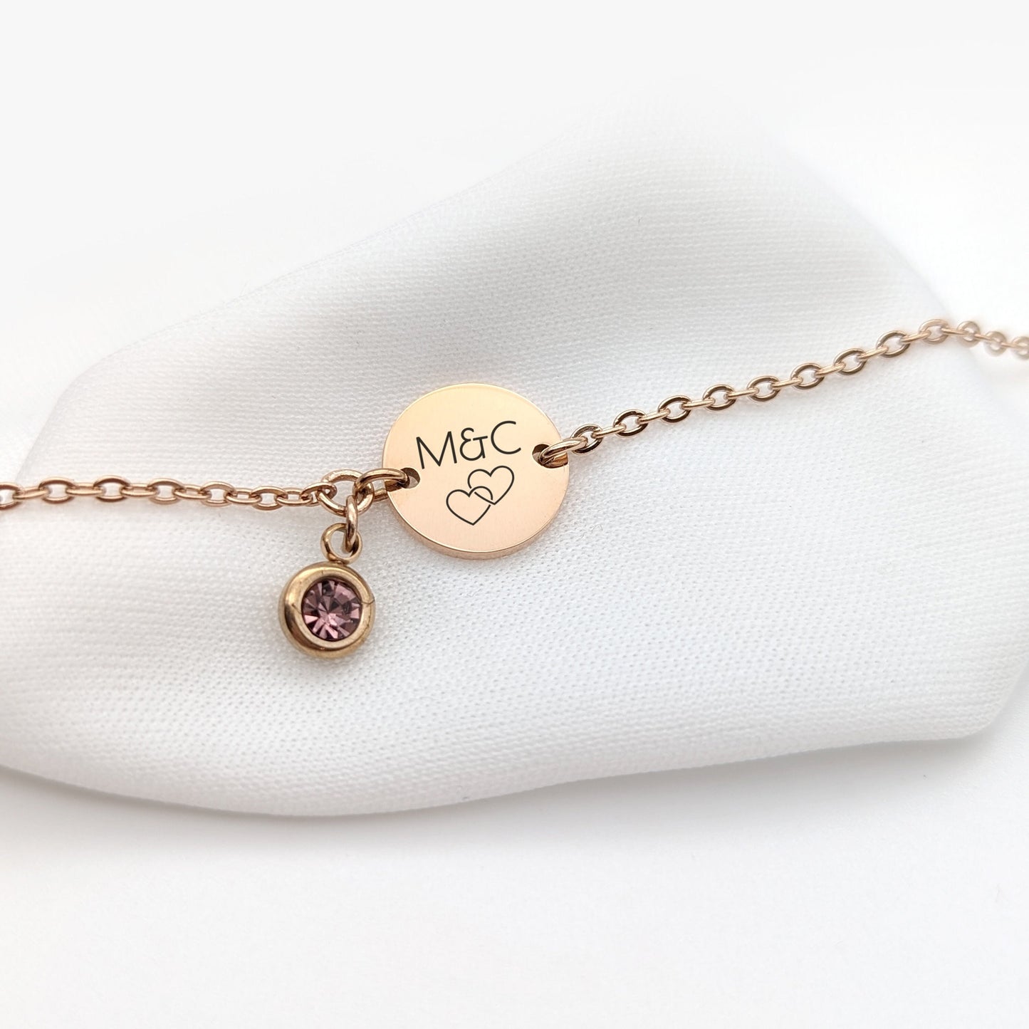 Bracelet médaille et pierre de naissance, Bracelet personnalisé, Bijou Maman, Marraine, Cadeau naissance, Cadeau Fête des mères, Baptême