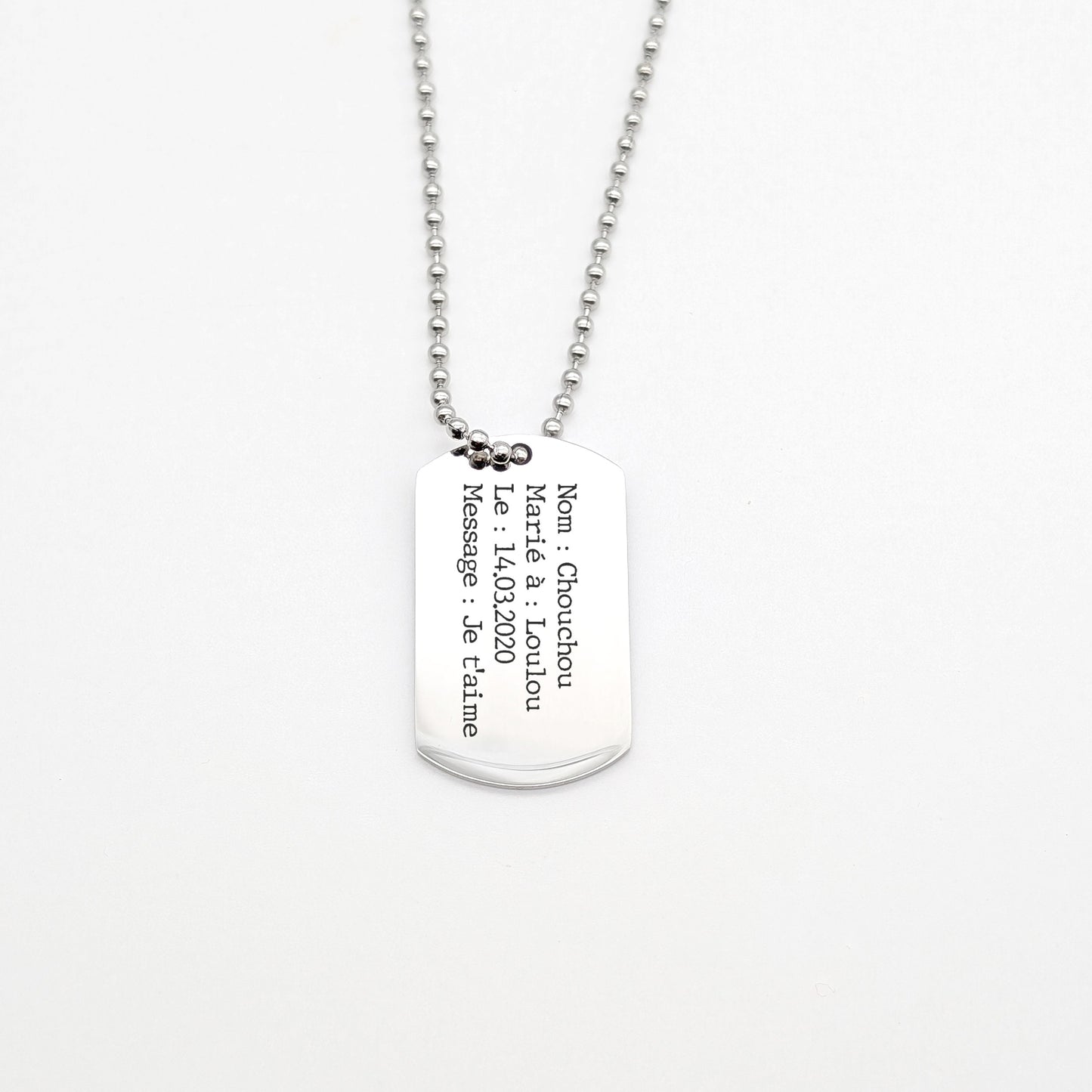 Collier Personnalisé Homme - Collier Dog Tag - Bijou Homme, Cadeau Fête des Pères, Cadeau Papa, Parrain, Témoin, Cadeau Saint Valentin homme
