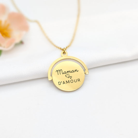 Collier personnalisé balancier et gravure sur mesure, Collier pour maman, marraine, mamie, Cadeau Fêtes des mères, Cadeau naissance