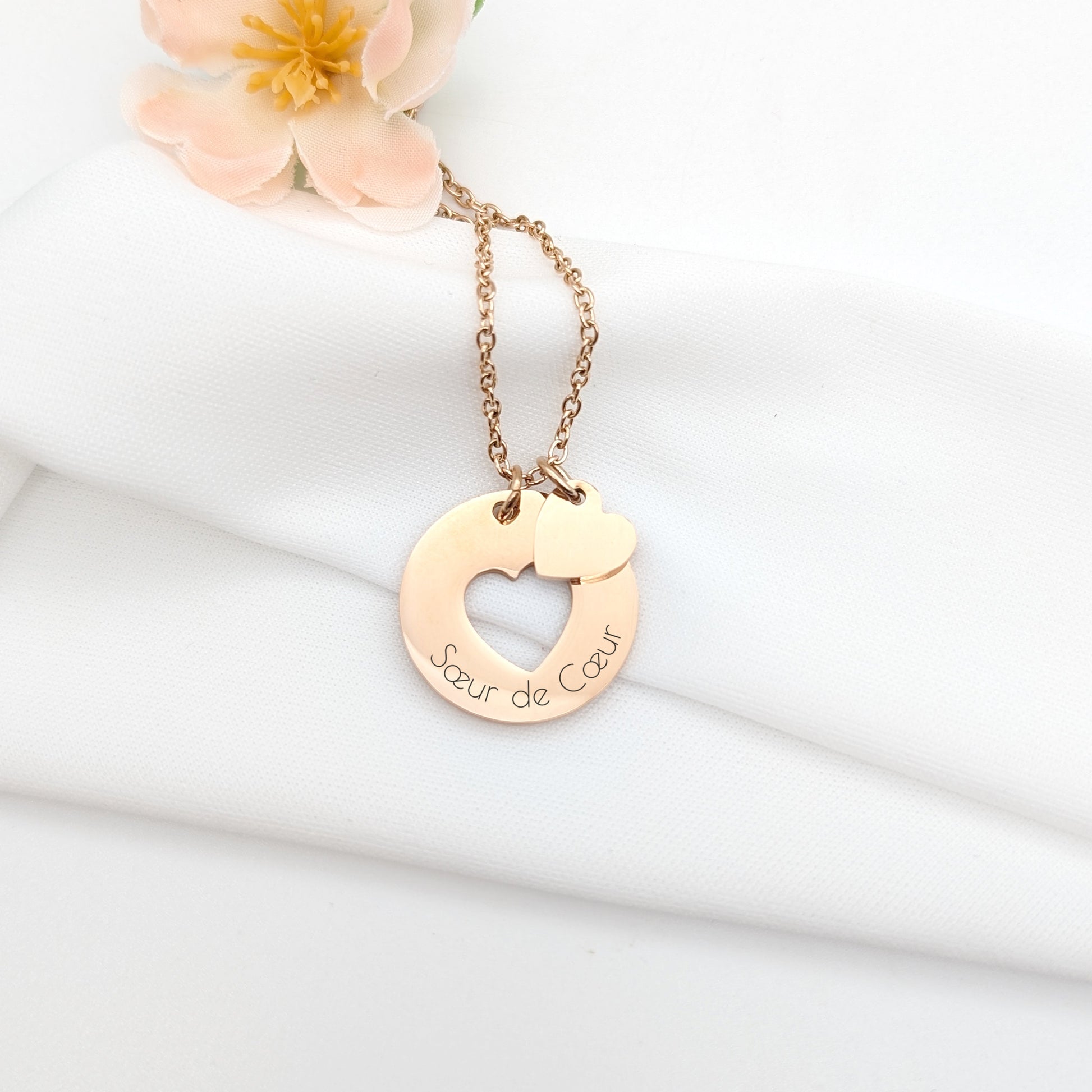 Collier pendentif cœur, Collier personnalisé femme, Bijou pour Maman, Mamie, Bijou Marraine, Cadeau Naissance, Cadeau fête des mères