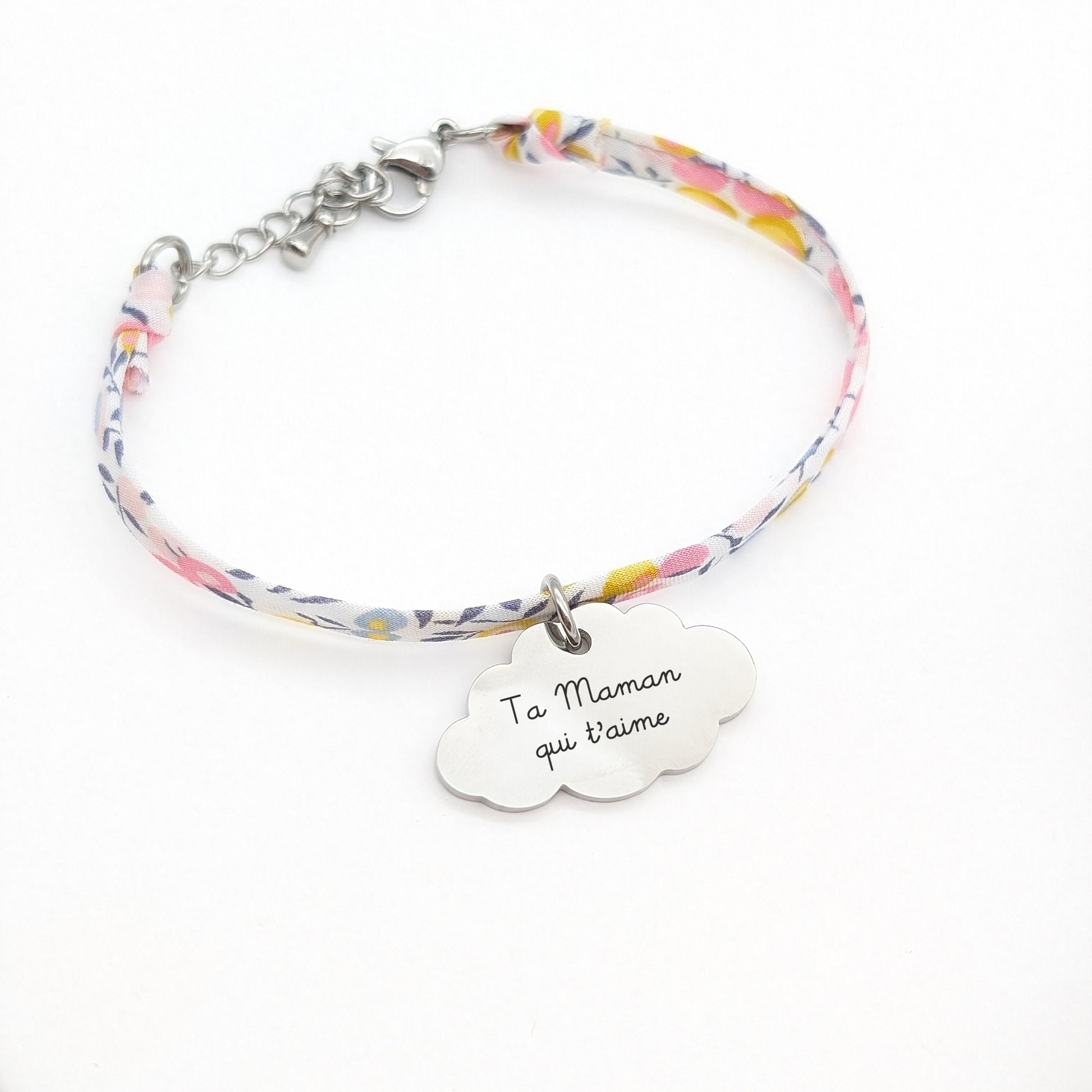 Bracelet enfant personnalisé cordon Liberty, Cadeau Baptême, Cadeau naissance, Bijou petite fille, Bijou personnalisé enfant, Bijou prénom