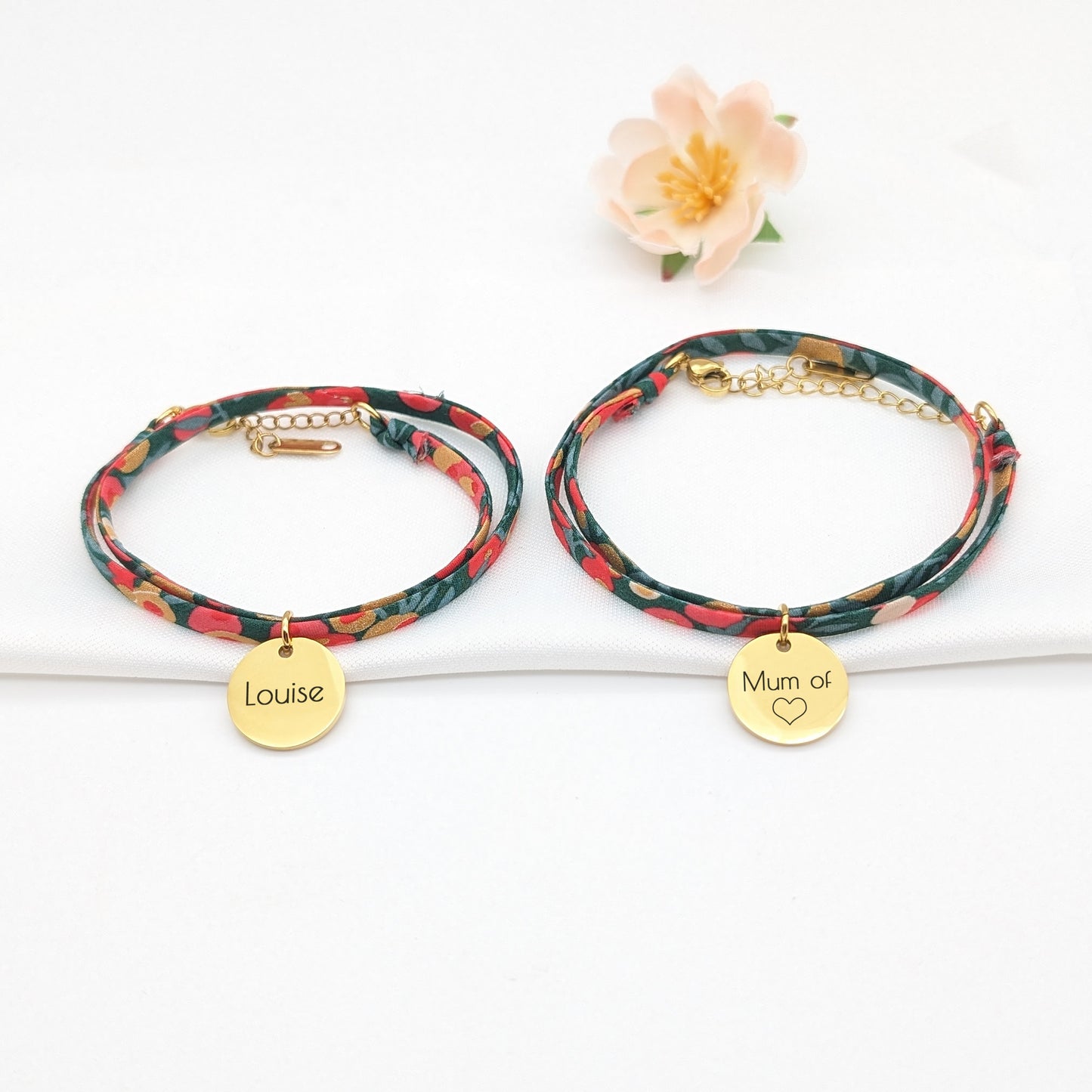 Bracelet cordon liberty Mère et fille, Bijou personnalisé, cadeau future maman, Cadeau naissance, Cadeau grande sœur, cadeau Fête des mères