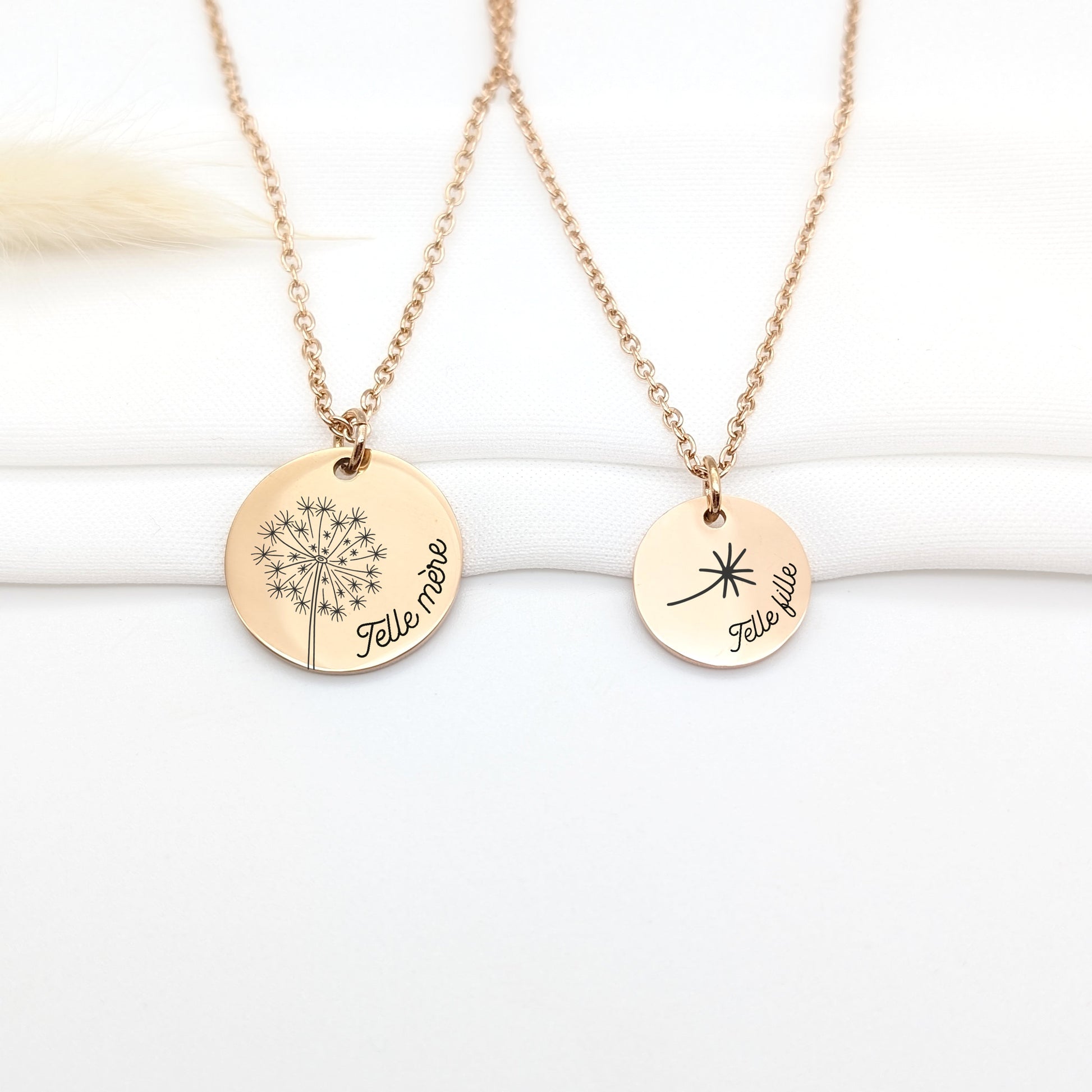 Collier personnalisé avec pissenlit, Cadeau Fête des mères, Collier Maman et Filles, Cadeau Marraine et filleule, Cadeau personnalisé Sœur
