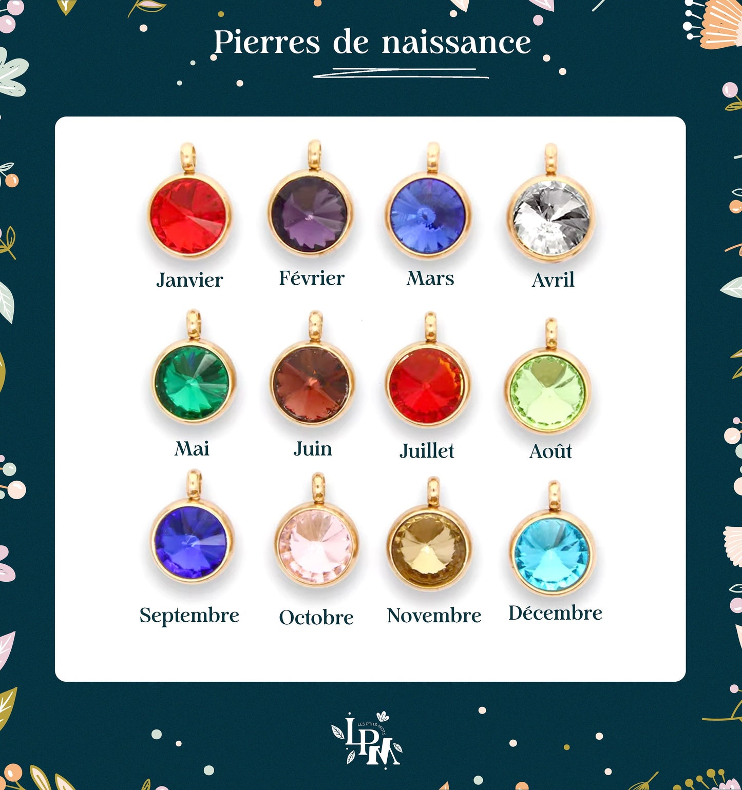 Collier femme personnalisé avec médaille à graver et pierre de naissance, Cadeau unique Femme, Collier prénom, Cadeau noël personnalisé