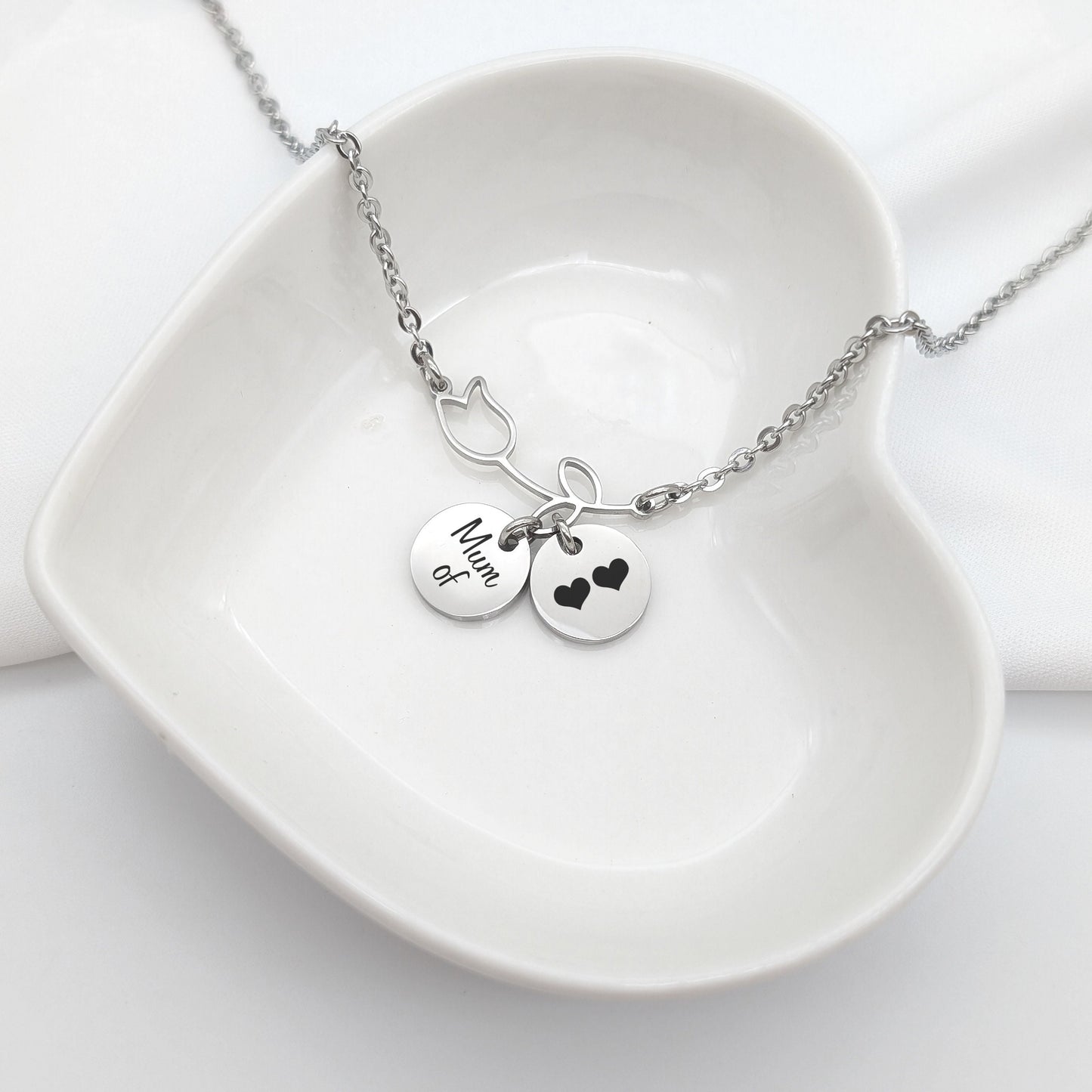 Collier personnalisé acier inoxydable et médailles à graver • Cadeau Maman, Marraine, Mamie, Cadeau naissance, Cadeau Noël personnalisé
