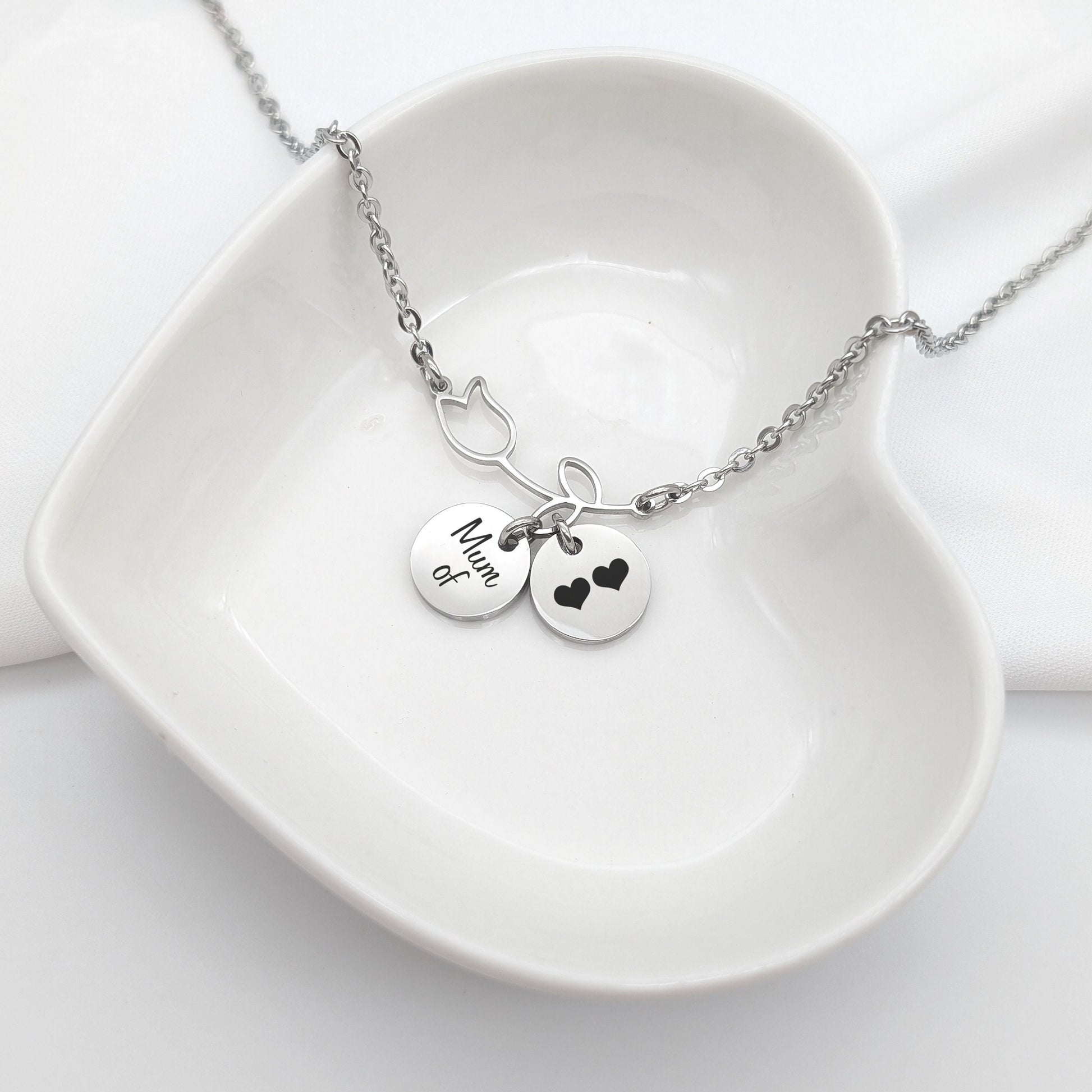 Collier personnalisé acier inoxydable et médailles à graver • Cadeau Maman, Marraine, Mamie, Cadeau naissance, Cadeau Noël personnalisé