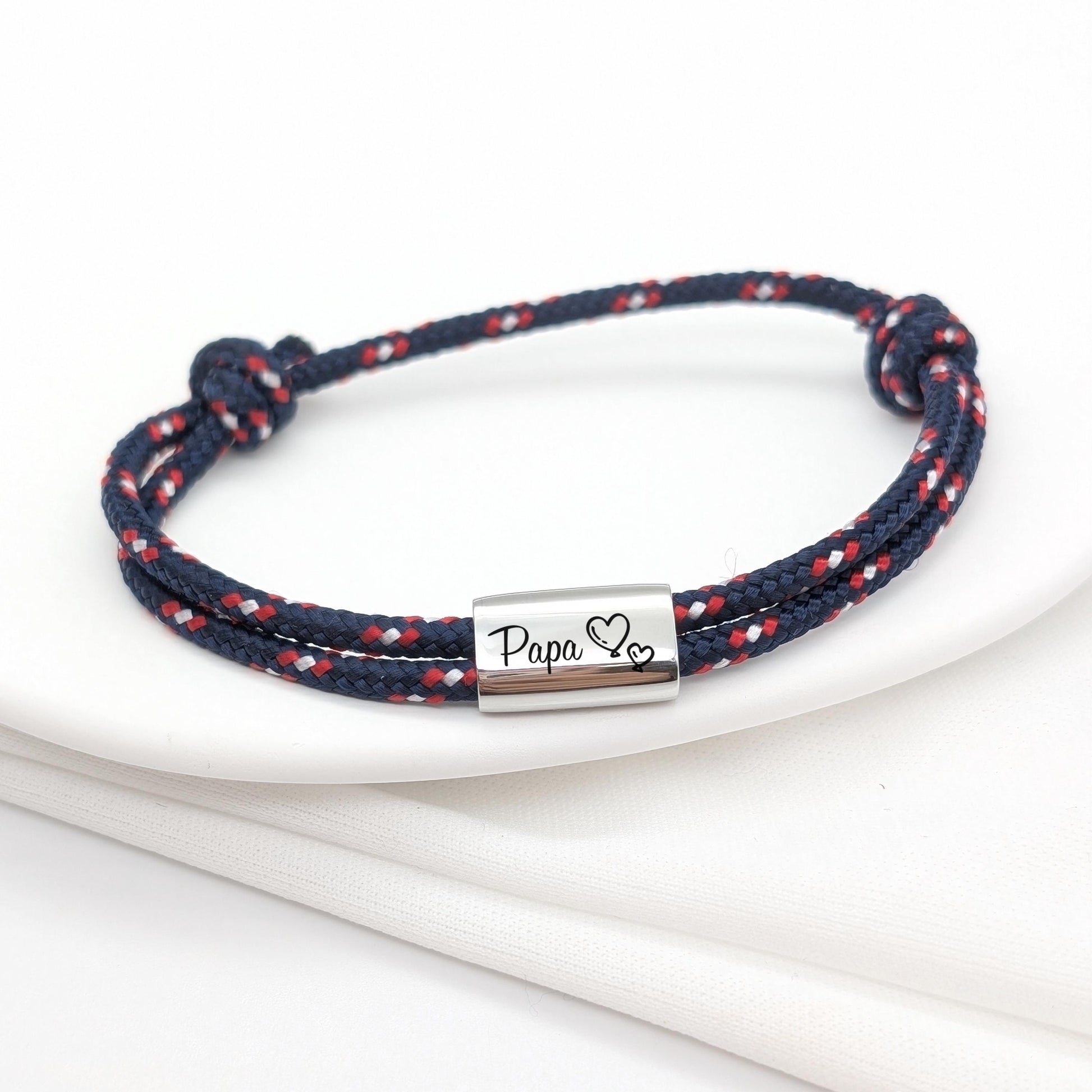 Bracelet Cordon Personnalisé Homme avec Médaille gravée Acier Inoxydable - Cadeau Noël pour Homme, Bracelet Papa, Parrain, Cadeau Noël Papa