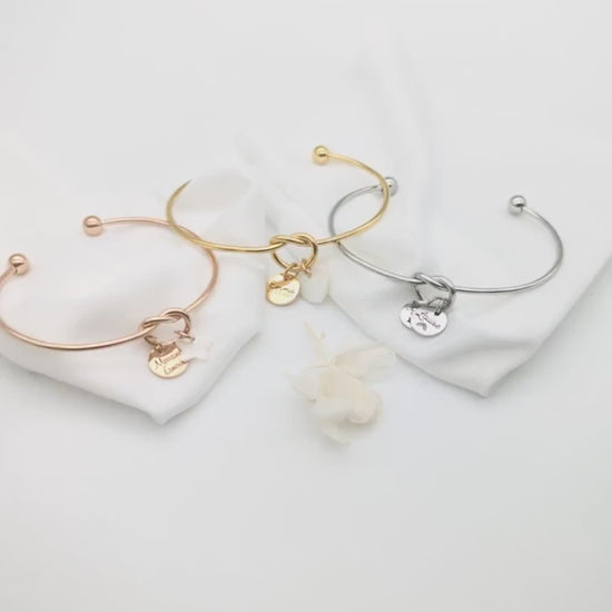 Bracelet jonc Personnalisé avec médailles gravées • Cadeau Maman, Cadeau Marraine, Cadeau EVJF, Cadeau Naissance, Cadeau Fête des mères