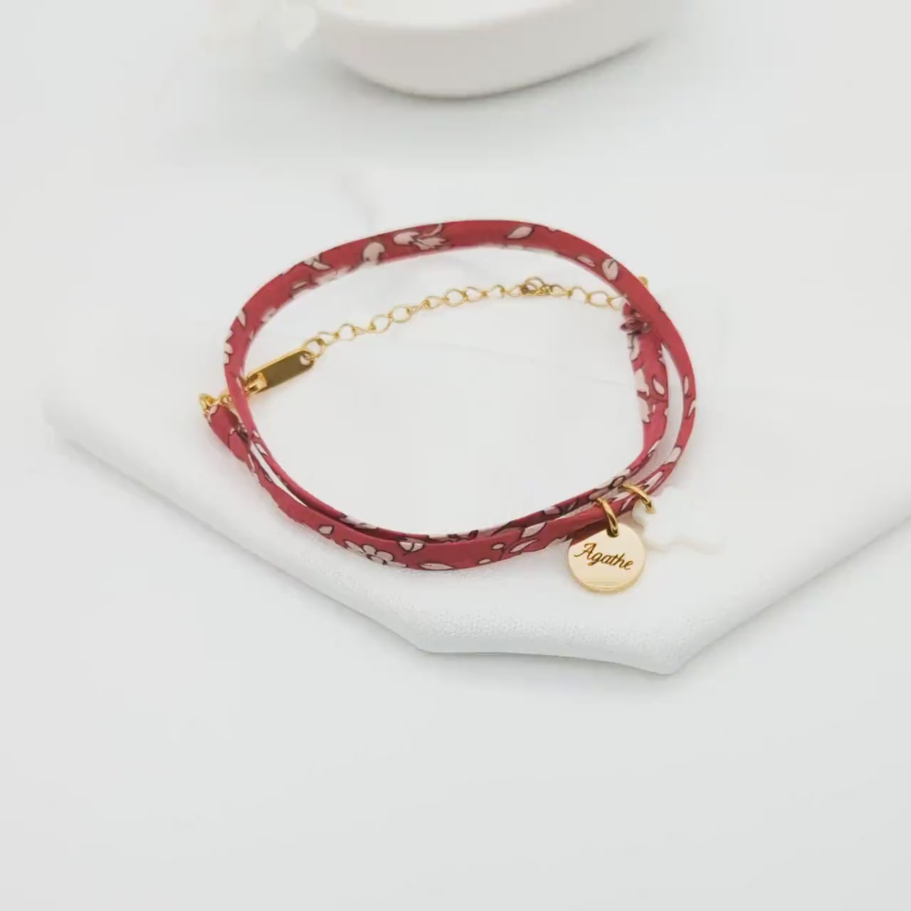 Bracelet Personnalisé en cordon liberty , Bracelet Maman, Cadeau Marraine, Mamie, Cadeau naissance, Bijou demoiselle d'honneur