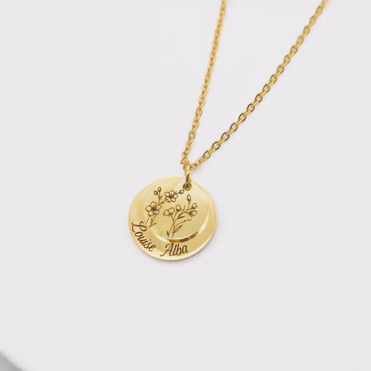 Collier Personnalisé acier inoxydable avec fleur de naissance • Bijou personnalisé femme, Bijou Marraine, Cadeau naissance, Fête des mères